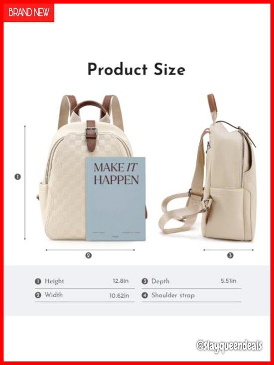 Small Plaid PU Leather Backpack Purse for Women, Lightweight School Shoulder
